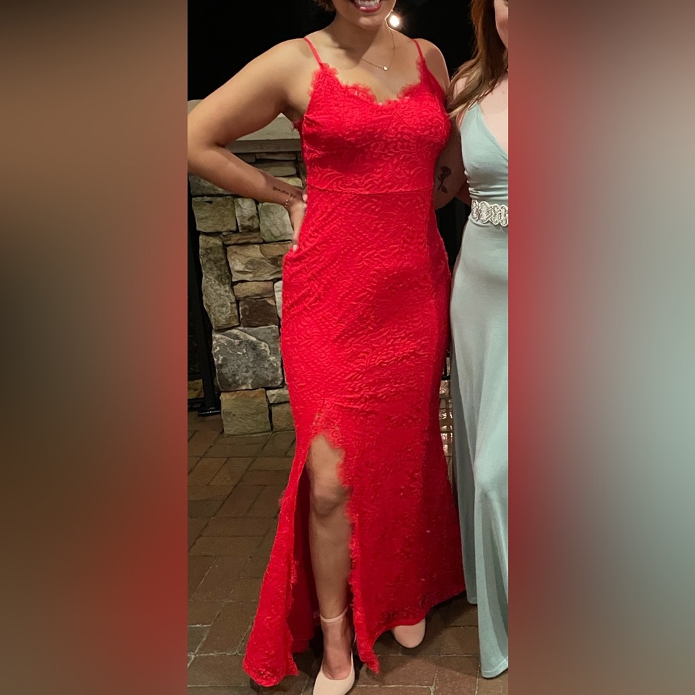 Red lace gown